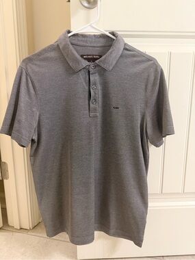 Michael Kors Heather Gray Polo Shirt with Button Placket